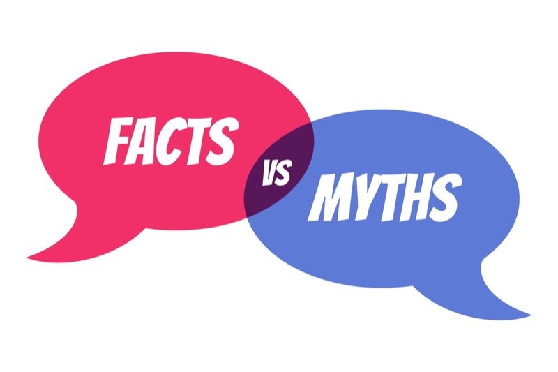 Two overlapping speech bubbles reading Facts and Myths